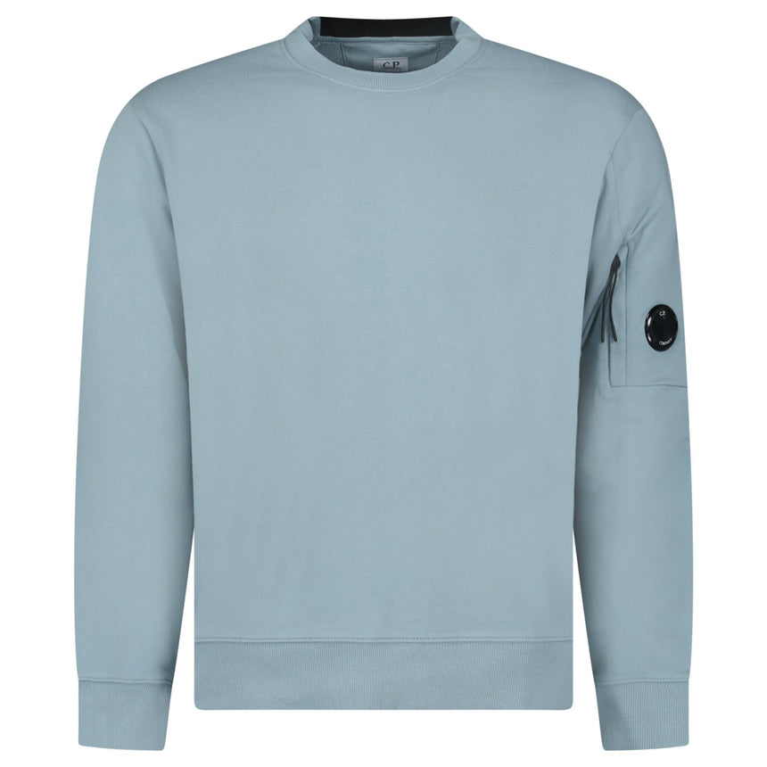 CP Company Light Fleece Crewneck Lens Sweatshirt in Silver Blue - Boinclo - Outlet Sale Under Retail