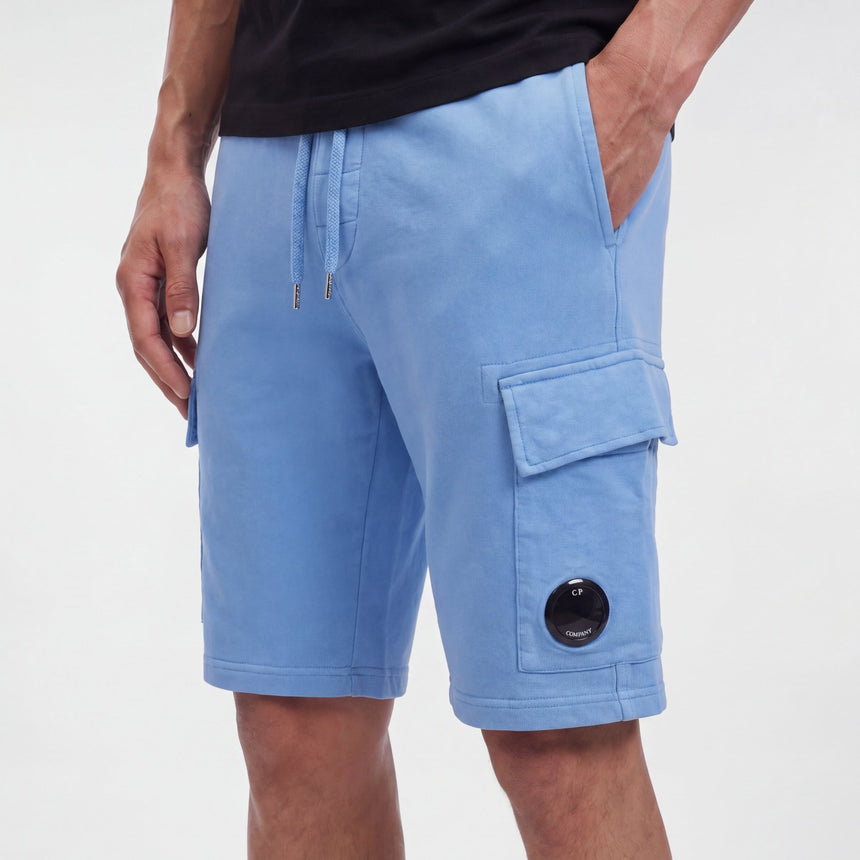 CP Company Light Fleece Lens Sweat Shorts Pacific Coast Blue - Boinclo - Outlet Sale Under Retail
