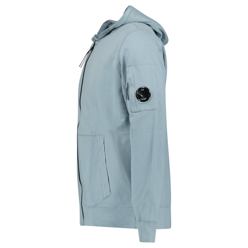 CP Company Light Fleece Zip Hooded Lens Sweatshirt in Silver Blue - Boinclo - Outlet Sale Under Retail