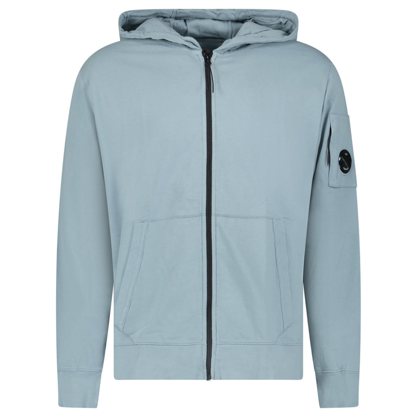 CP Company Light Fleece Zip Hooded Lens Sweatshirt in Silver Blue - Boinclo - Outlet Sale Under Retail