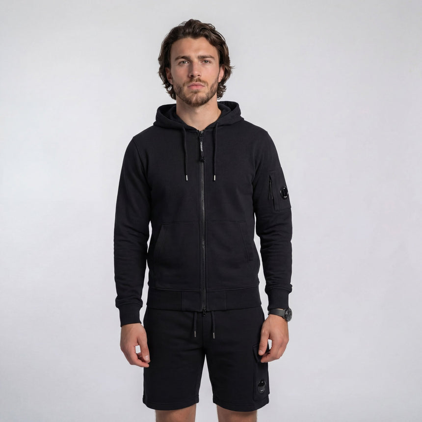 CP Company Light Lens Track Set Shorts & Hoodie Black - Boinclo - Outlet Sale Under Retail