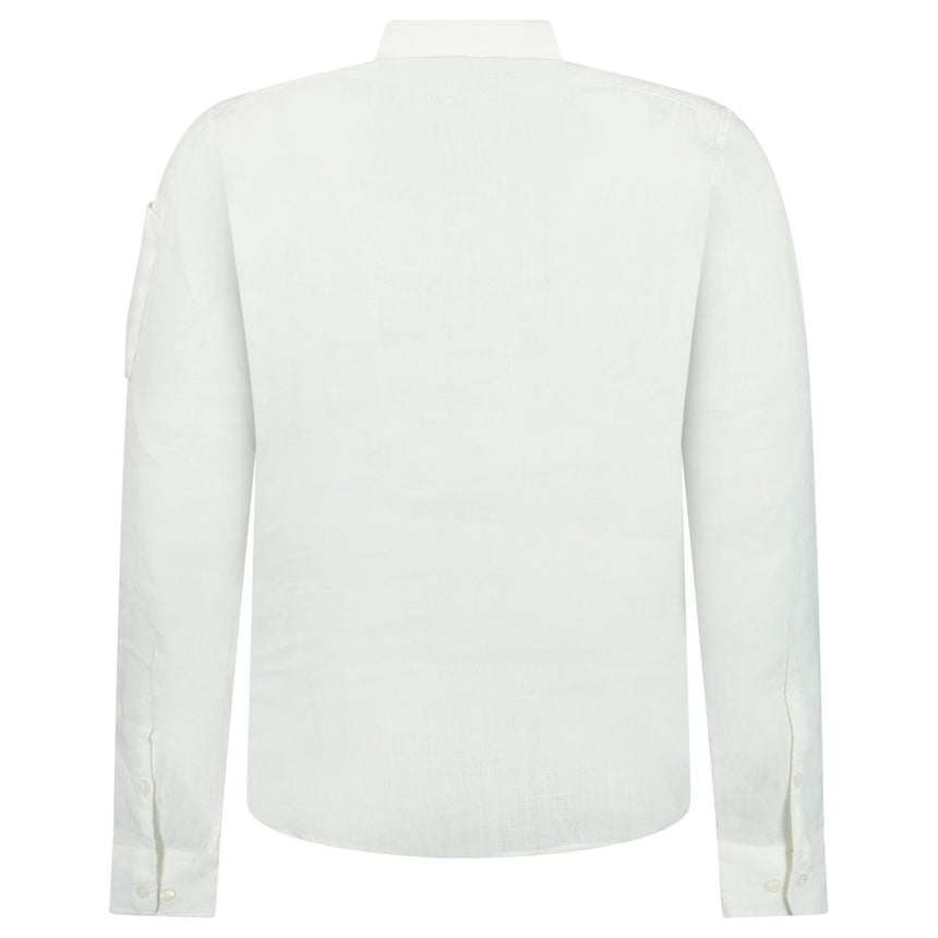 CP Company Linen Lens Safari Shirt in White - Boinclo - Outlet Sale Under Retail
