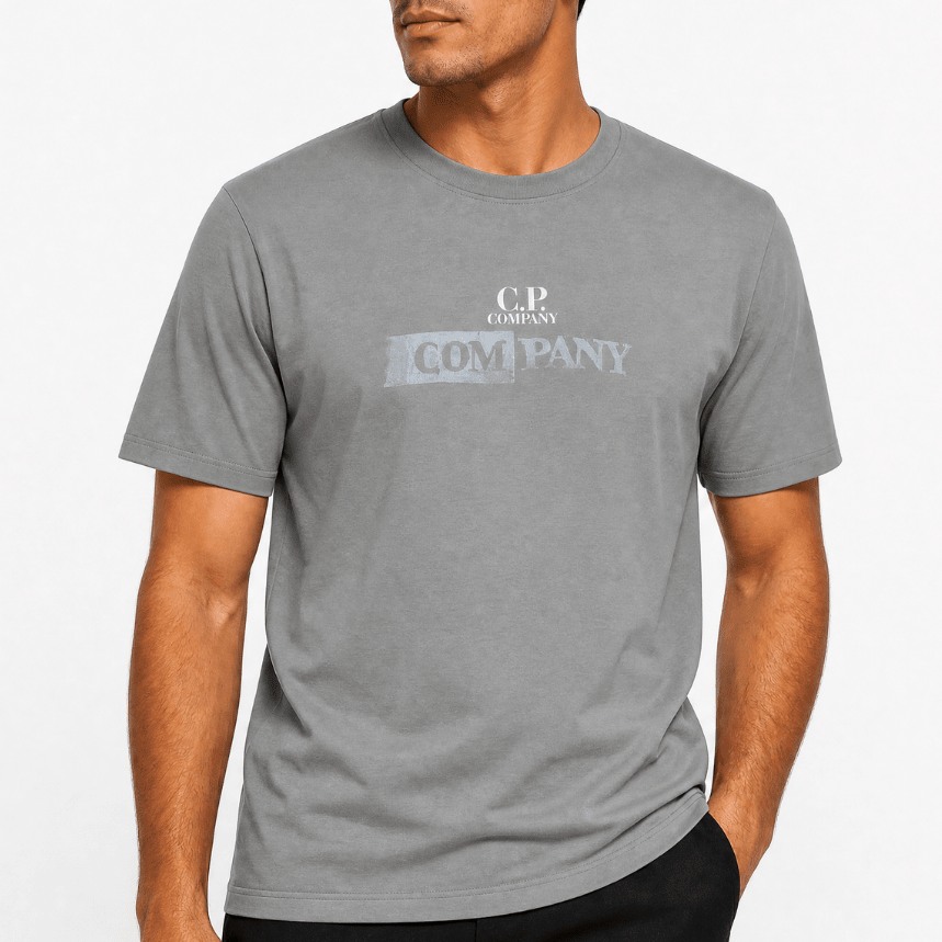 CP Company Logo T-Shirt in Smoked Pearl Grey - Boinclo - Outlet Sale Under Retail