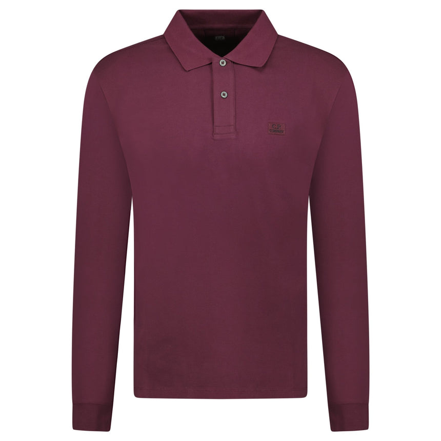 CP Company Long Sleeve Piquet Polo T-Shirt Potent Purple - Boinclo - Outlet Sale Under Retail