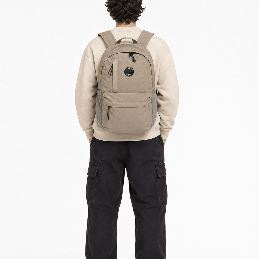 CP Company Nylon B Lens Rucksack in Vintage Khaki - Boinclo - Outlet Sale Under Retail