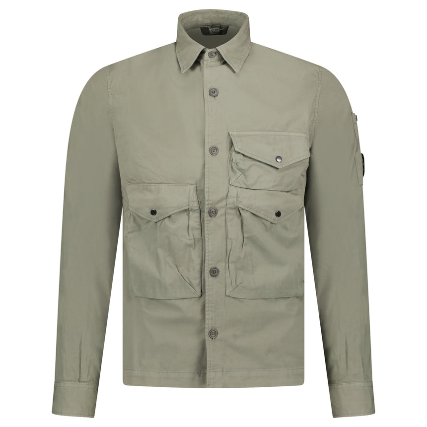 CP Company 'Organic Gabardine' Cotton Overshirt Green - Boinclo - Outlet Sale Under Retail