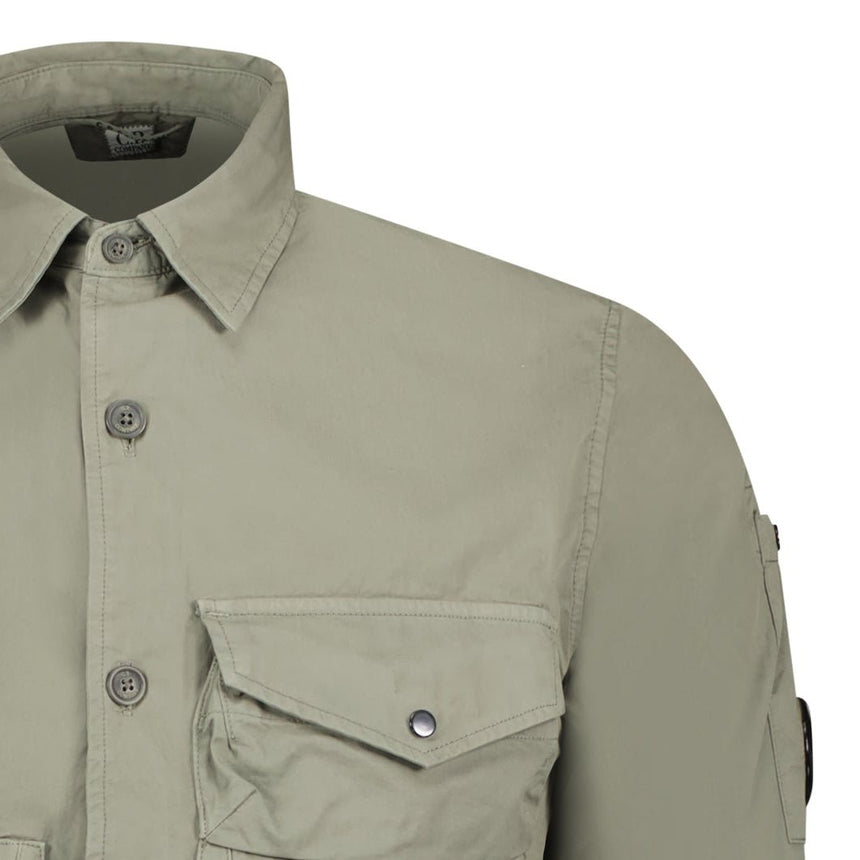 CP Company 'Organic Gabardine' Cotton Overshirt Green - Boinclo - Outlet Sale Under Retail