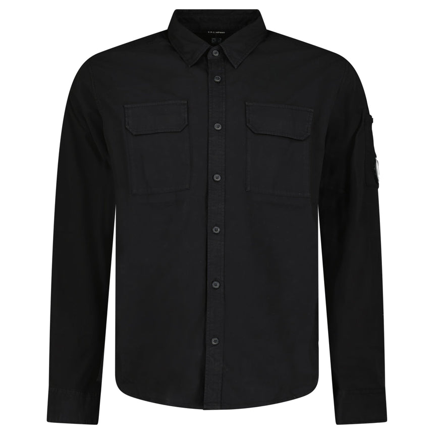 CP Company Organic Gabardine Long Sleeve Lens Overshirt in Black - Boinclo - Outlet Sale Under Retail