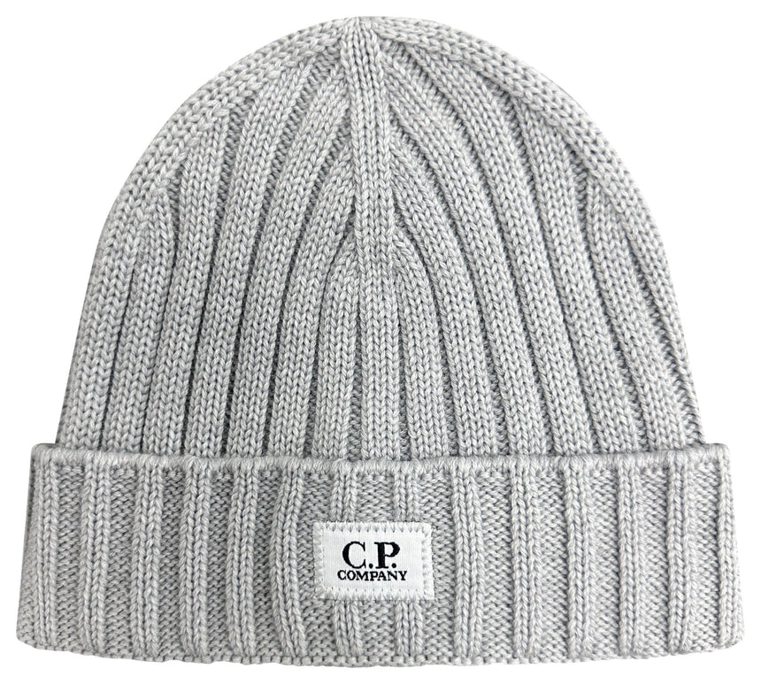 CP Company Patch Logo Wool Beanie Shadow Grey - Boinclo - Outlet Sale Under Retail
