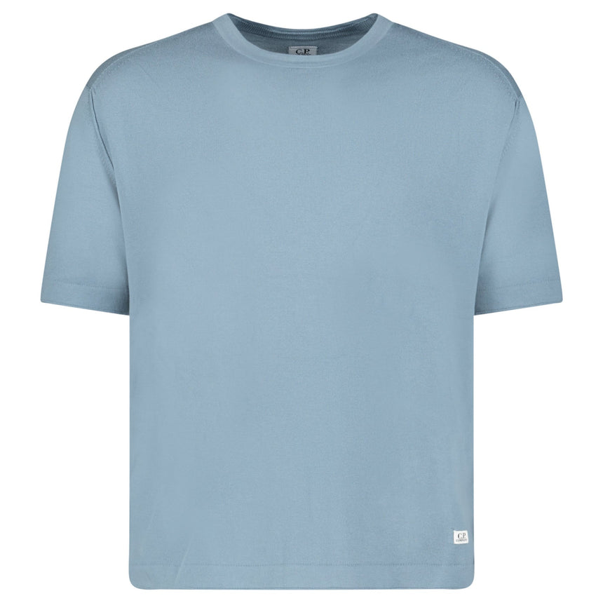 CP Company Sea Island Crewneck Knit T-Shirt in Stormy Weather Blue - Boinclo - Outlet Sale Under Retail