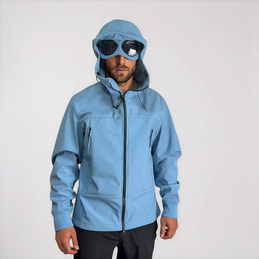 CP Company Shell - R Fleece Goggle Jacket Aegean Blue - Boinclo - Outlet Sale Under Retail