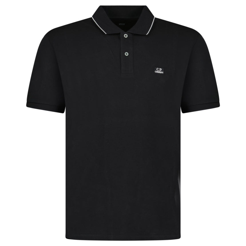 CP Company Stretch Piquet Striped Collar Polo in Black - Boinclo - Outlet Sale Under Retail