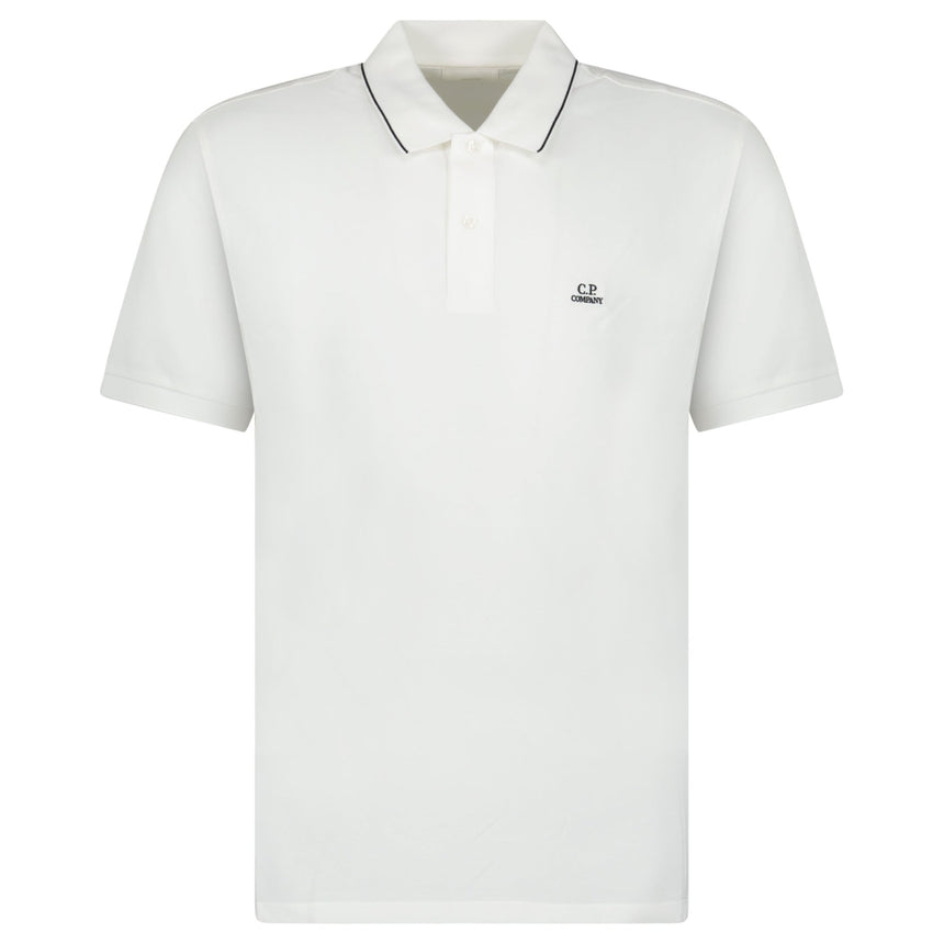 CP Company Stretch Piquet Striped Collar Polo Shirt White - Boinclo - Outlet Sale Under Retail