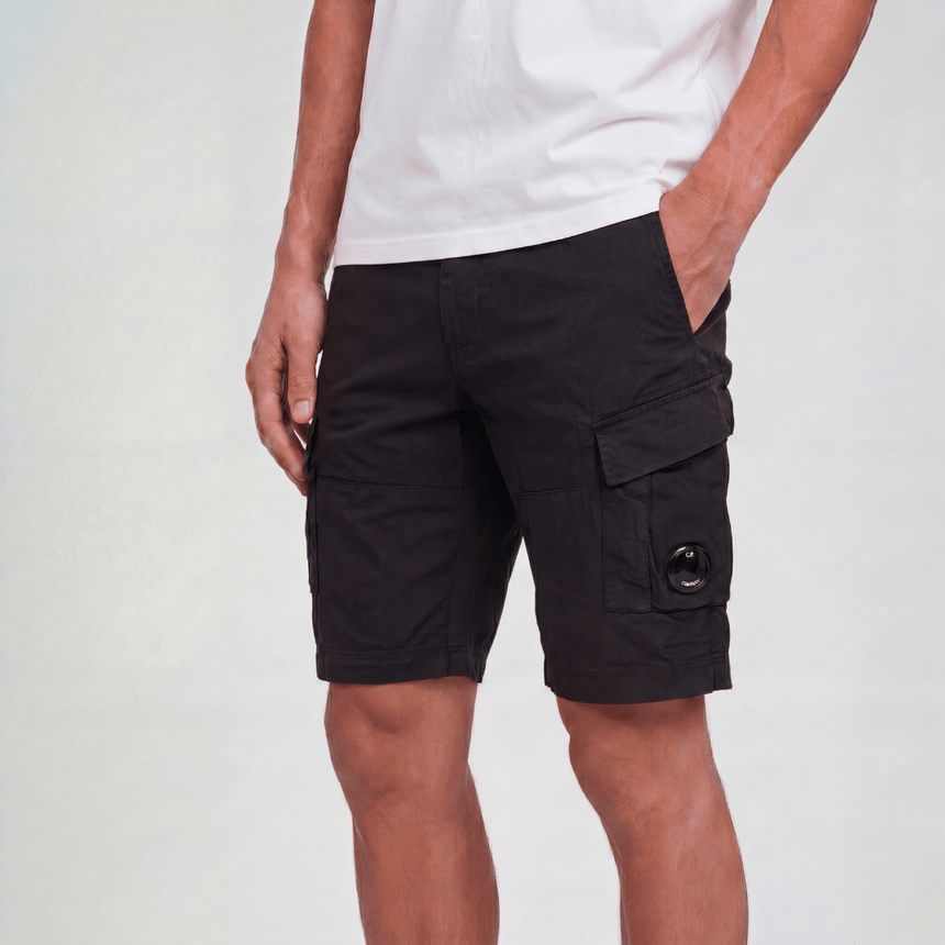 CP Company Stretch Sateen Cargo Lens Shorts in Black - Boinclo - Outlet Sale Under Retail