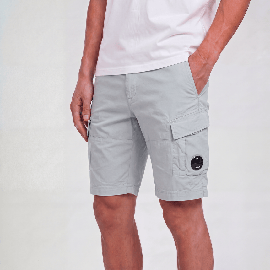 CP Company Stretch Sateen Cargo Lens Shorts in Blue Fox - Boinclo - Outlet Sale Under Retail