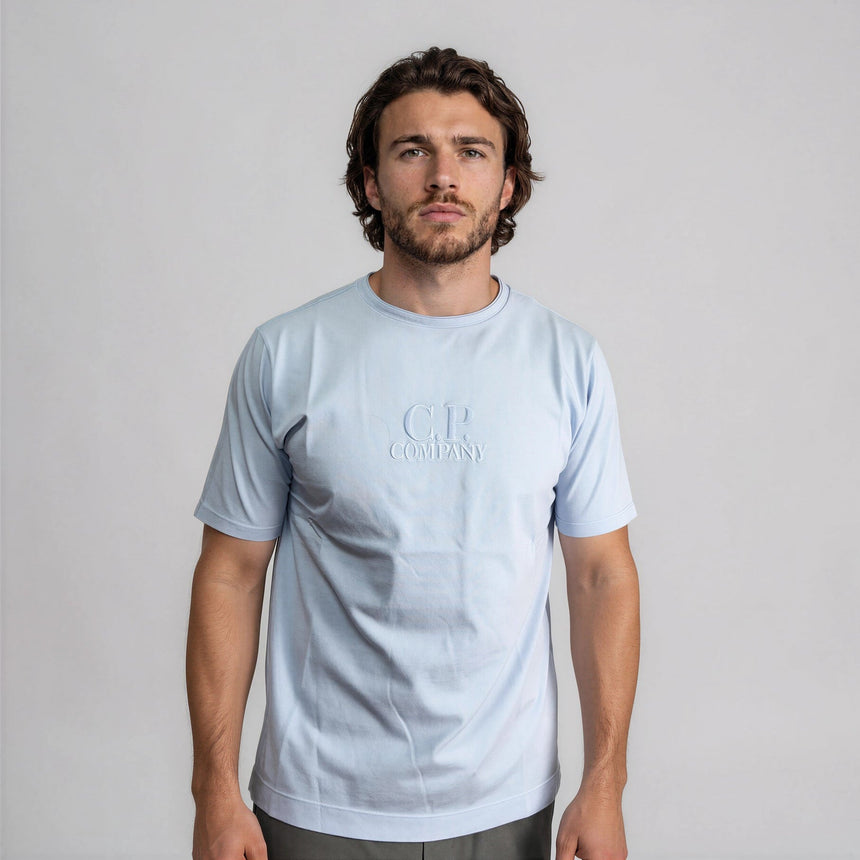 CP Company Tacting Embroidery Logo Polo T-Shirt Cerulean Blue - Boinclo - Outlet Sale Under Retail