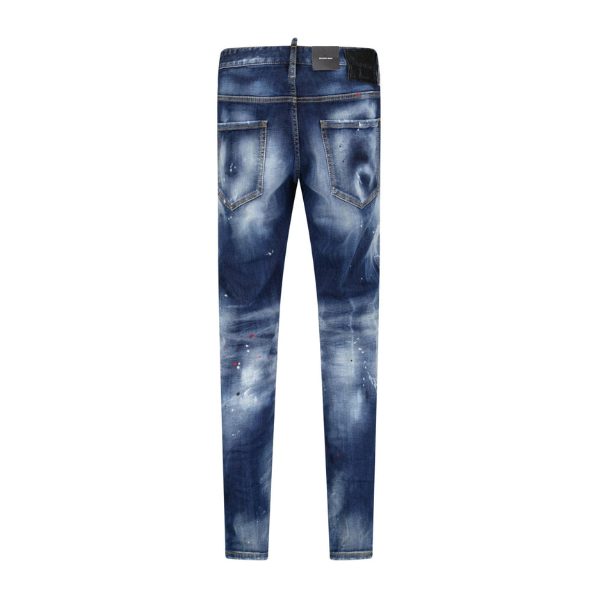 DSquared2 'Skater' Leather Logo Jeans Blue - Boinclo - Outlet Sale Under Retail