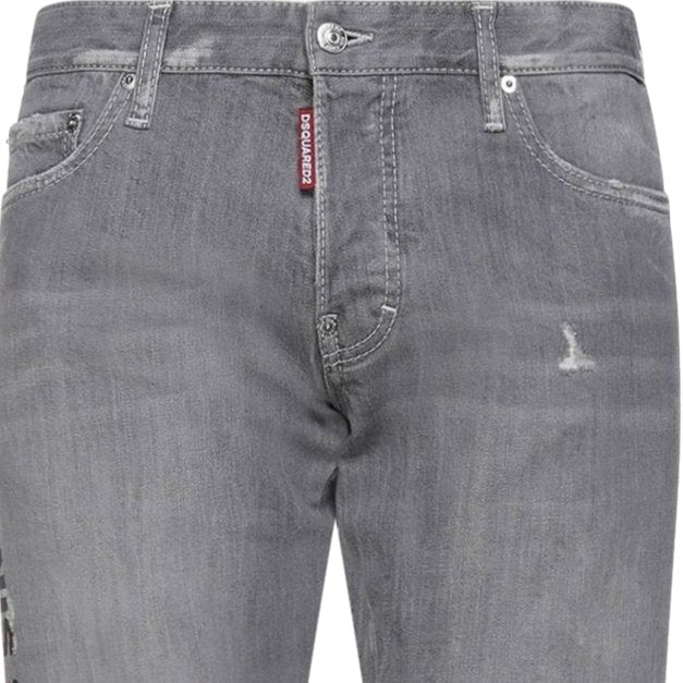 DSquared2 'Slim' Typo Distressed Stitch Grey Jeans - Boinclo - Outlet Sale Under Retail