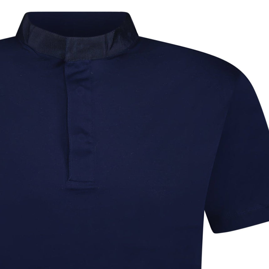 Emporio Armani Eagle Logo Mercerised Button Up T-Shirt Navy - Boinclo - Outlet Sale Under Retail