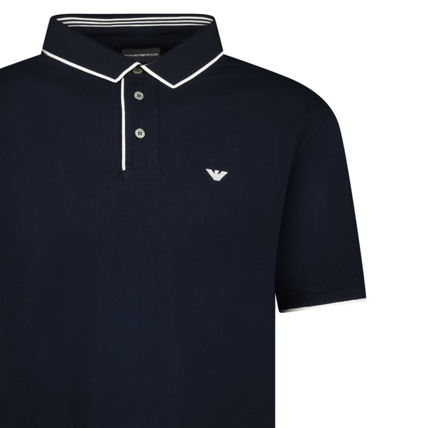 Emporio Armani Eagle Logo Twin Tip Polo - Shirt Navy - Boinclo - Outlet Sale Under Retail