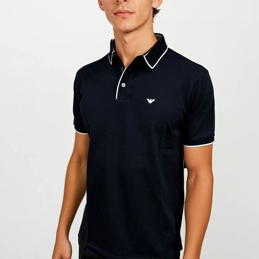 Emporio Armani Eagle Logo Twin Tip Polo - Shirt Navy - Boinclo - Outlet Sale Under Retail