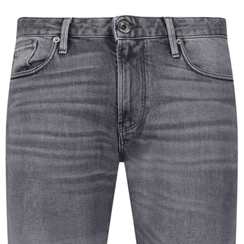 Emporio Armani J06 Slim Fit 5 Pocket Silver Eagle Black Belt Patch Jeans Grey - Boinclo - Outlet Sale Under Retail