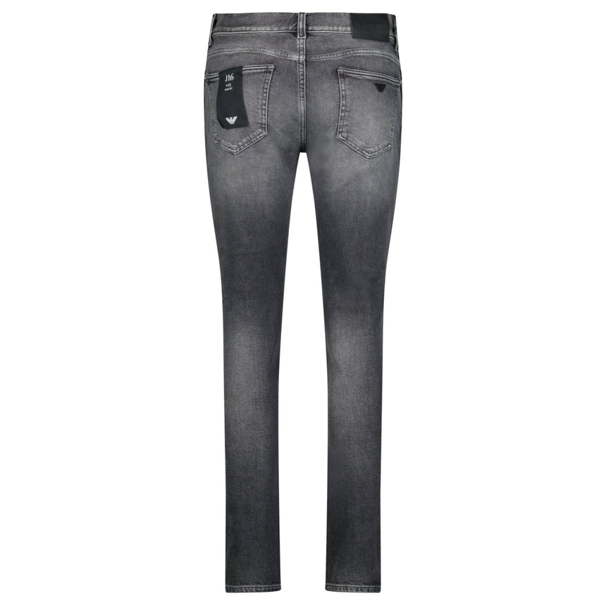 Emporio Armani J16 Slim - Cut Stonewashed Jeans in Black Grey - Boinclo - Outlet Sale Under Retail