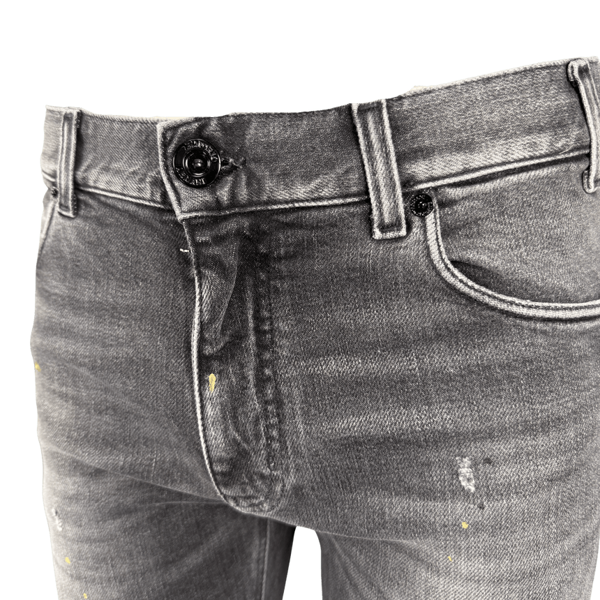 Emporio Armani J16 Slim - Cut Stonewashed Jeans in Black Grey - Boinclo - Outlet Sale Under Retail