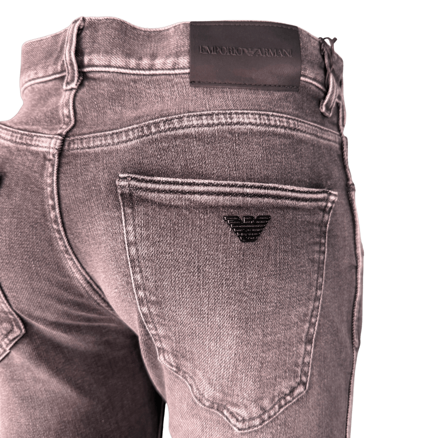 Emporio Armani J16 Slim - Cut Stonewashed Jeans in Black Grey - Boinclo - Outlet Sale Under Retail