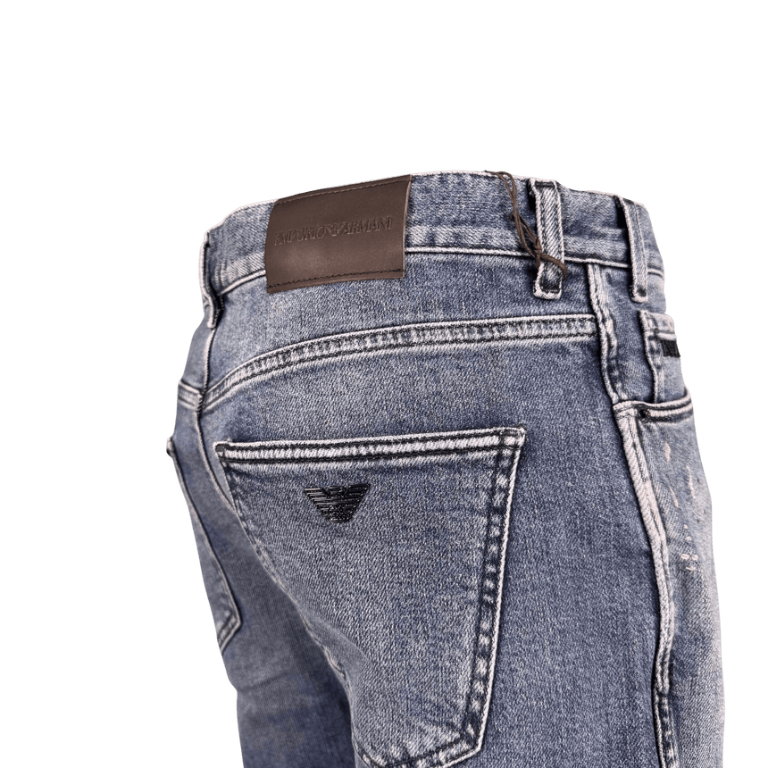 Emporio Armani J16 Slim - Cut Stonewashed Jeans in Blue - Boinclo - Outlet Sale Under Retail