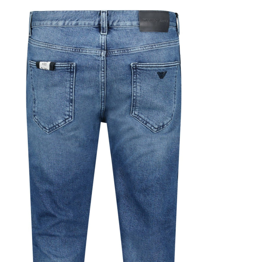 Emporio Armani J16 Slim - Cut Stonewashed Jeans in Blue - Boinclo - Outlet Sale Under Retail