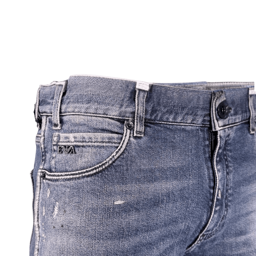 Emporio Armani J16 Slim - Cut Stonewashed Jeans in Blue - Boinclo - Outlet Sale Under Retail