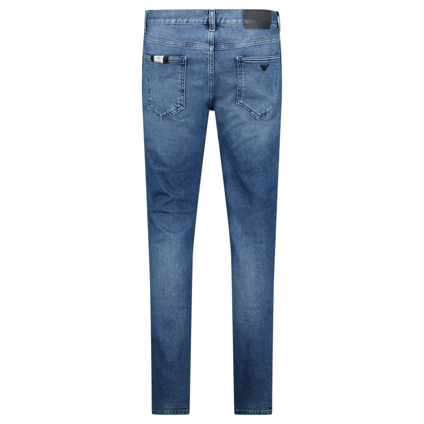 Emporio Armani J16 Slim - Cut Stonewashed Jeans in Blue - Boinclo - Outlet Sale Under Retail