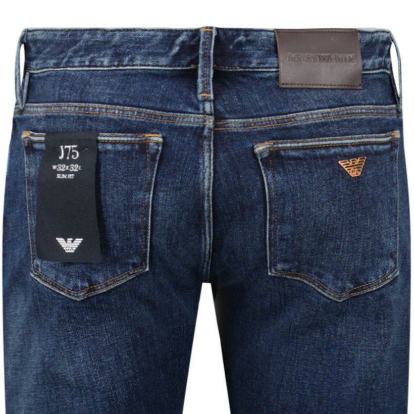 Emporio Armani J75 Slim Fit 5 Pocket Jeans Dark Blue - Boinclo - Outlet Sale Under Retail