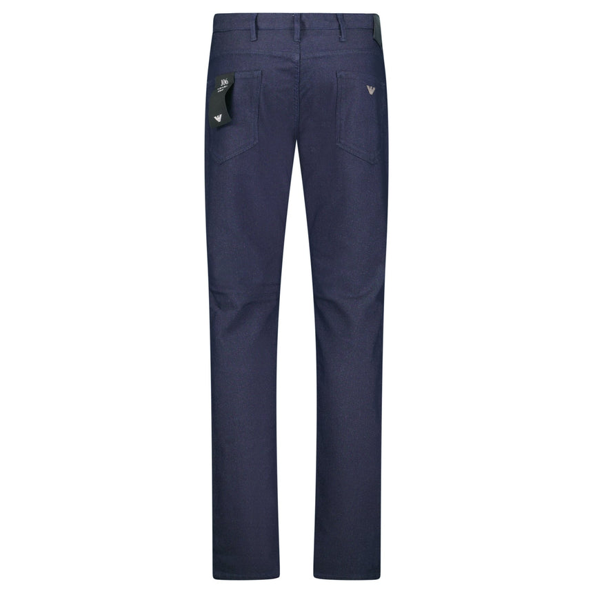 Emporio Armani J06 Slim Fit 5 Pocket Grey Eagle Black Belt Patch Jeans Navy - Boinclo - Outlet Sale Under Retail