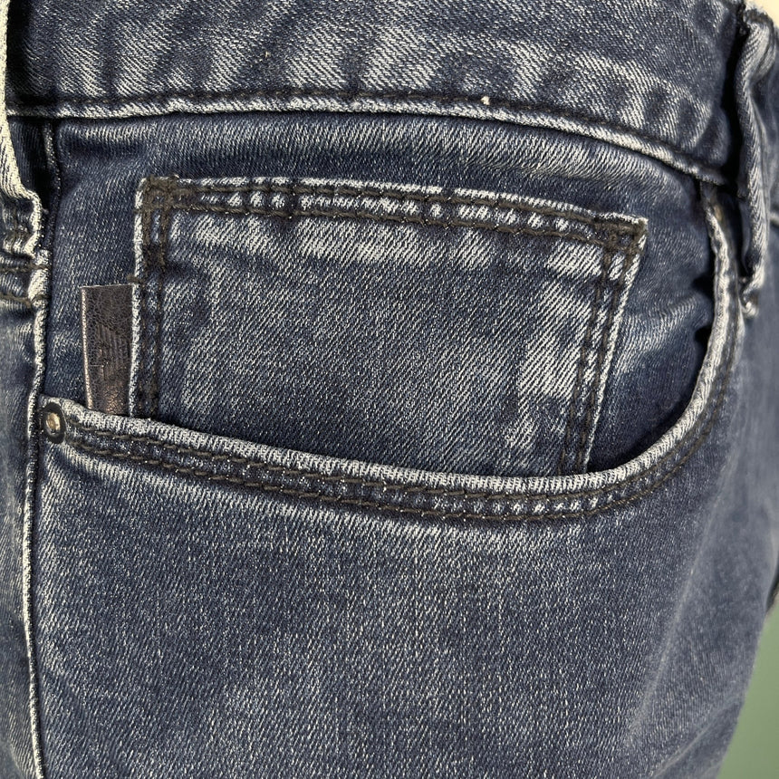 Emporio Armani J06 Slim Fit 5 Pocket Silver Eagle Belt Patch Jeans Blue - Boinclo - Outlet Sale Under Retail
