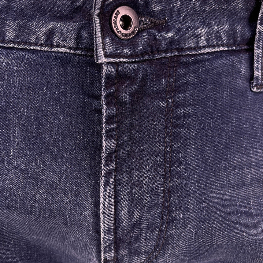 Emporio Armani J06 Slim Fit 5 Pocket Silver Eagle Belt Patch Jeans Blue - Boinclo - Outlet Sale Under Retail