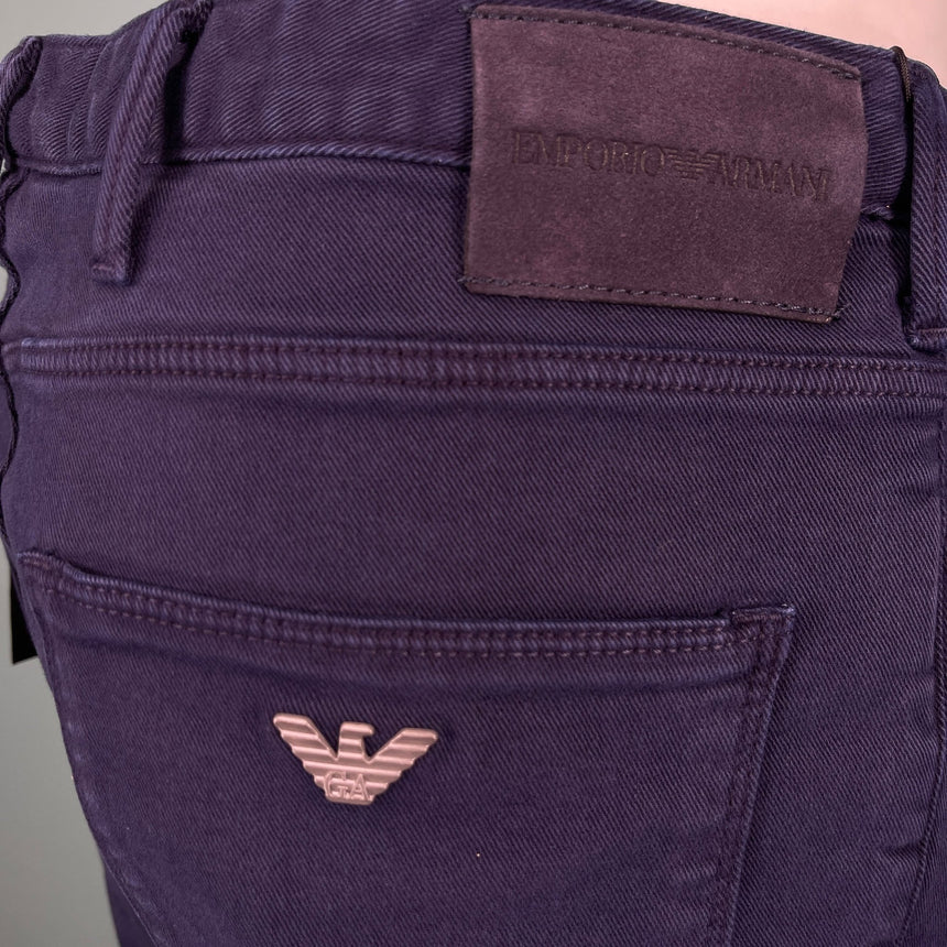 Emporio Armani J06 Slim Fit 5 Pocket Silver Eagle Belt Patch Jeans Navy - Boinclo - Outlet Sale Under Retail