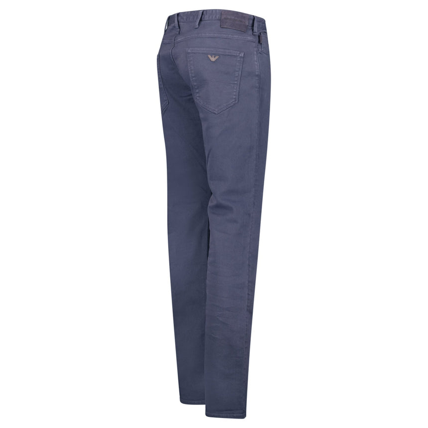 Emporio Armani J06 Slim Fit 5 Pocket Silver Eagle Blue Belt Patch Jeans Blue - Boinclo - Outlet Sale Under Retail