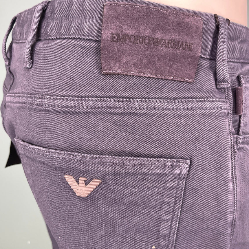 Emporio Armani J06 Slim Fit 5 Pocket Silver Eagle Blue Belt Patch Jeans Blue - Boinclo - Outlet Sale Under Retail