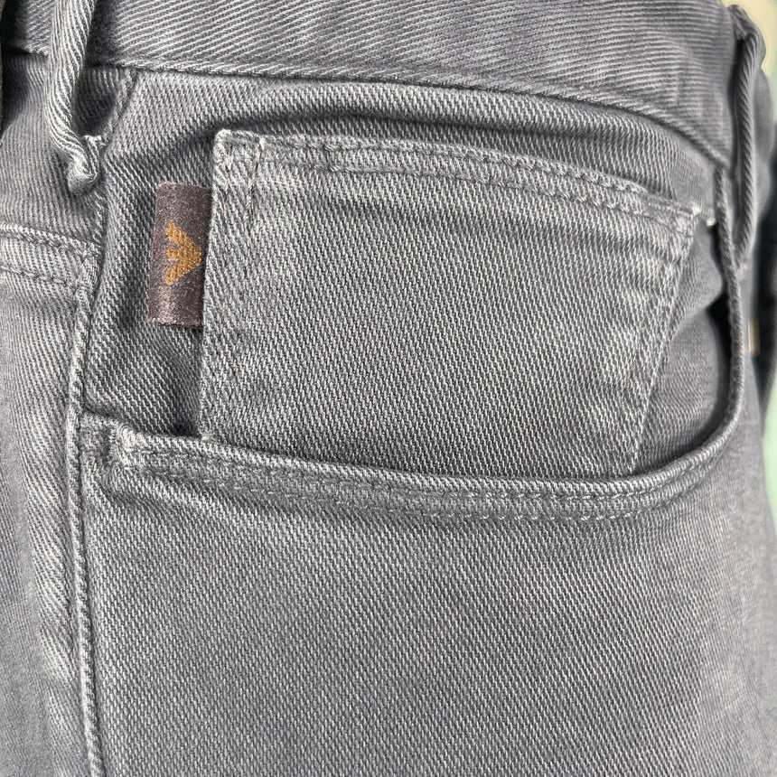Emporio Armani J06 Slim Fit 5 Pocket Silver Eagle Blue Belt Patch Jeans Blue - Boinclo - Outlet Sale Under Retail