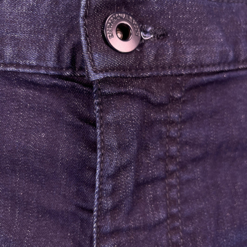 Emporio Armani J45 Regular Fit 5 Pocket Black Eagle Distressed Belt Patch Jeans Blue - Boinclo - Outlet Sale Under Retail