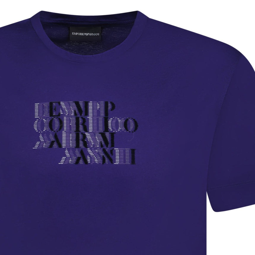 Emporio Armani Velvet Writing Logo Mercerised T-Shirt Purple - Boinclo - Outlet Sale Under Retail