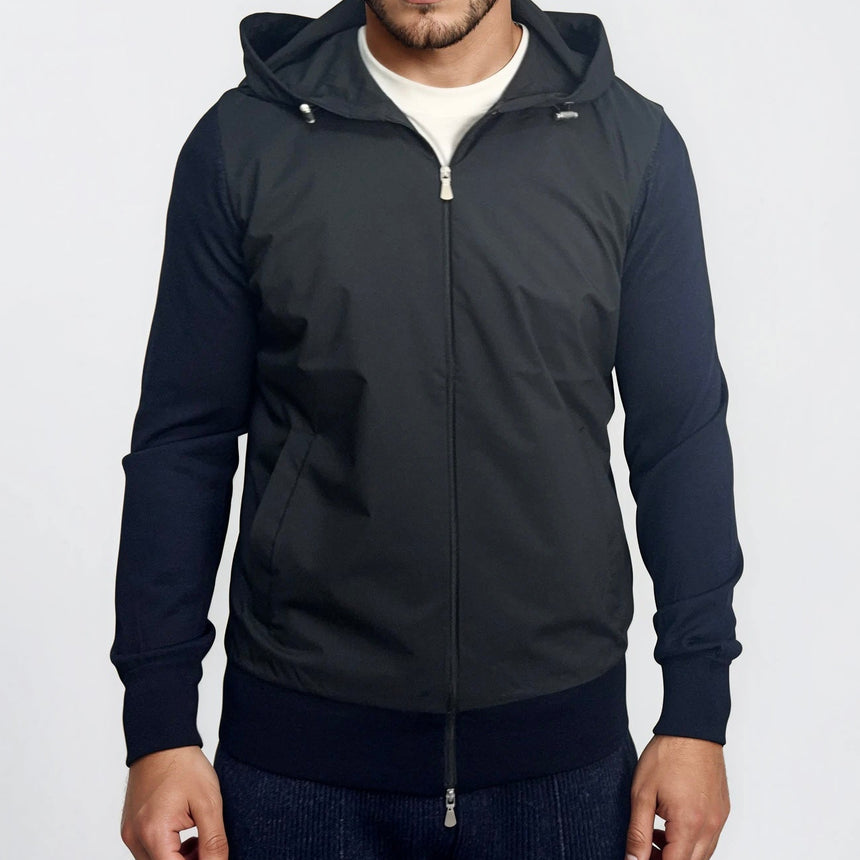 Gran Sasso Athleisure Hooded Jacket in Navy Blue - Boinclo - Outlet Sale Under Retail