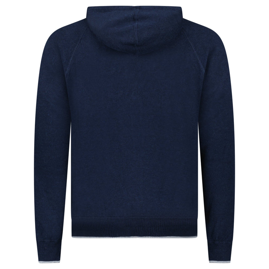 Gran Sasso Cotton - Cashmere Zip Hoodie in Navy - Boinclo - Outlet Sale Under Retail