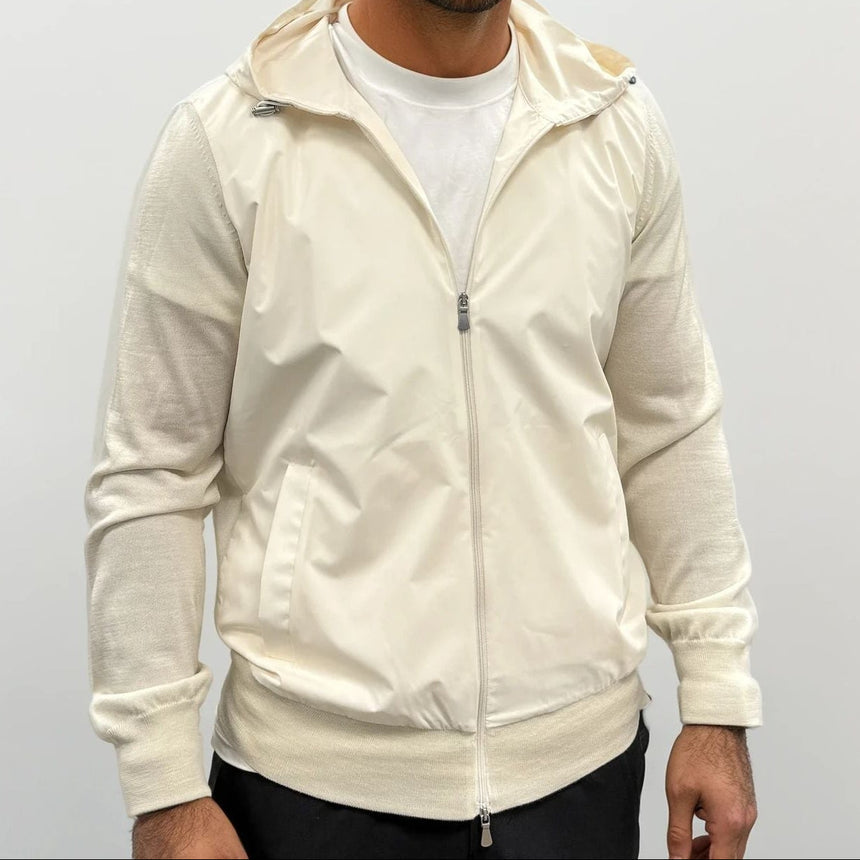 Gran Sasso Athleisure Hooded Jacket in Cream - Boinclo - Outlet Sale Under Retail