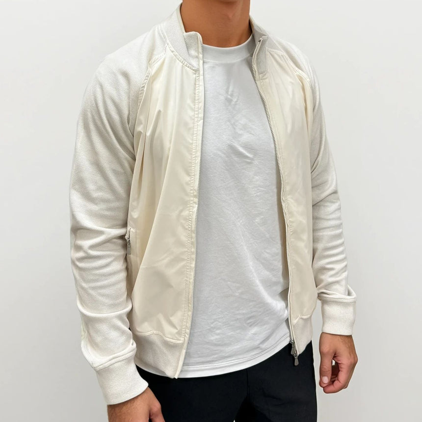 Gran Sasso Full Zip Cotton/ Nylon Jacket in Cream - Boinclo - Outlet Sale Under Retail