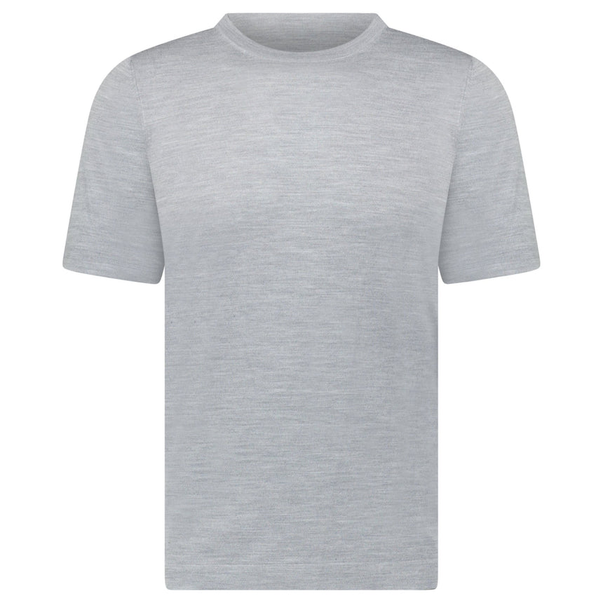 Gran Sasso Short Sleeve Wool/Silk/Cashmere Crewneck in Light Grey - Boinclo - Outlet Sale Under Retail