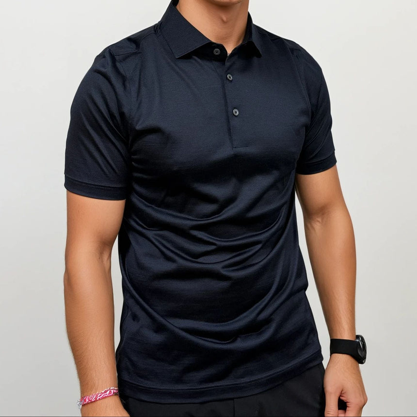Gran Sasso Silk Polo Shirt in Navy - Boinclo - Outlet Sale Under Retail