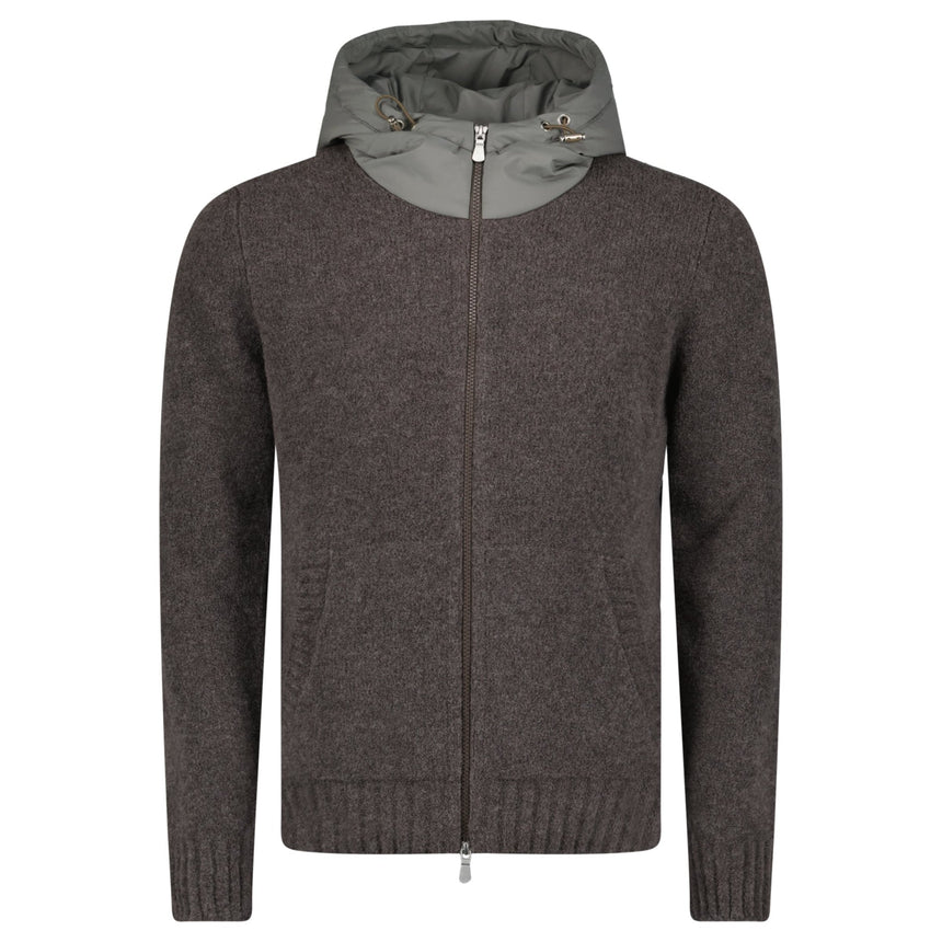 Gran Sasso Knitted Hybrid Zip Jacket in Grey - Boinclo - Outlet Sale Under Retail